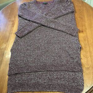 G21 marbled V-neck sweater purple tunic slit side knit S